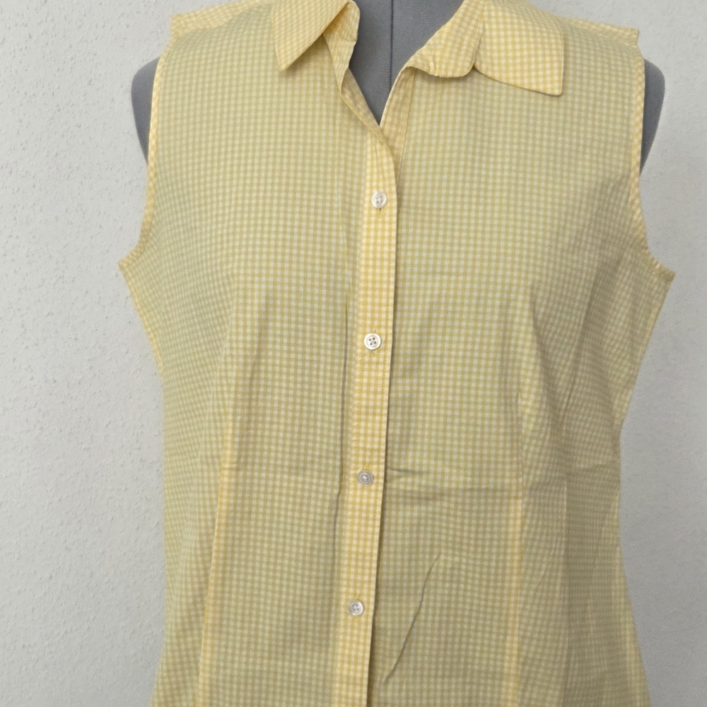 Talbots Yellow Gingham Button Down Shirt